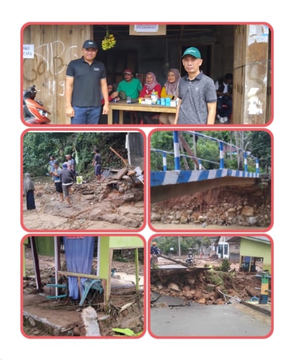 Dampak Banjir Bandang Menerjang Desa Sukajaya “Jembatan Ambruk Rumah Warga Hanyut Puluhan Hektar Sawah Terendam.