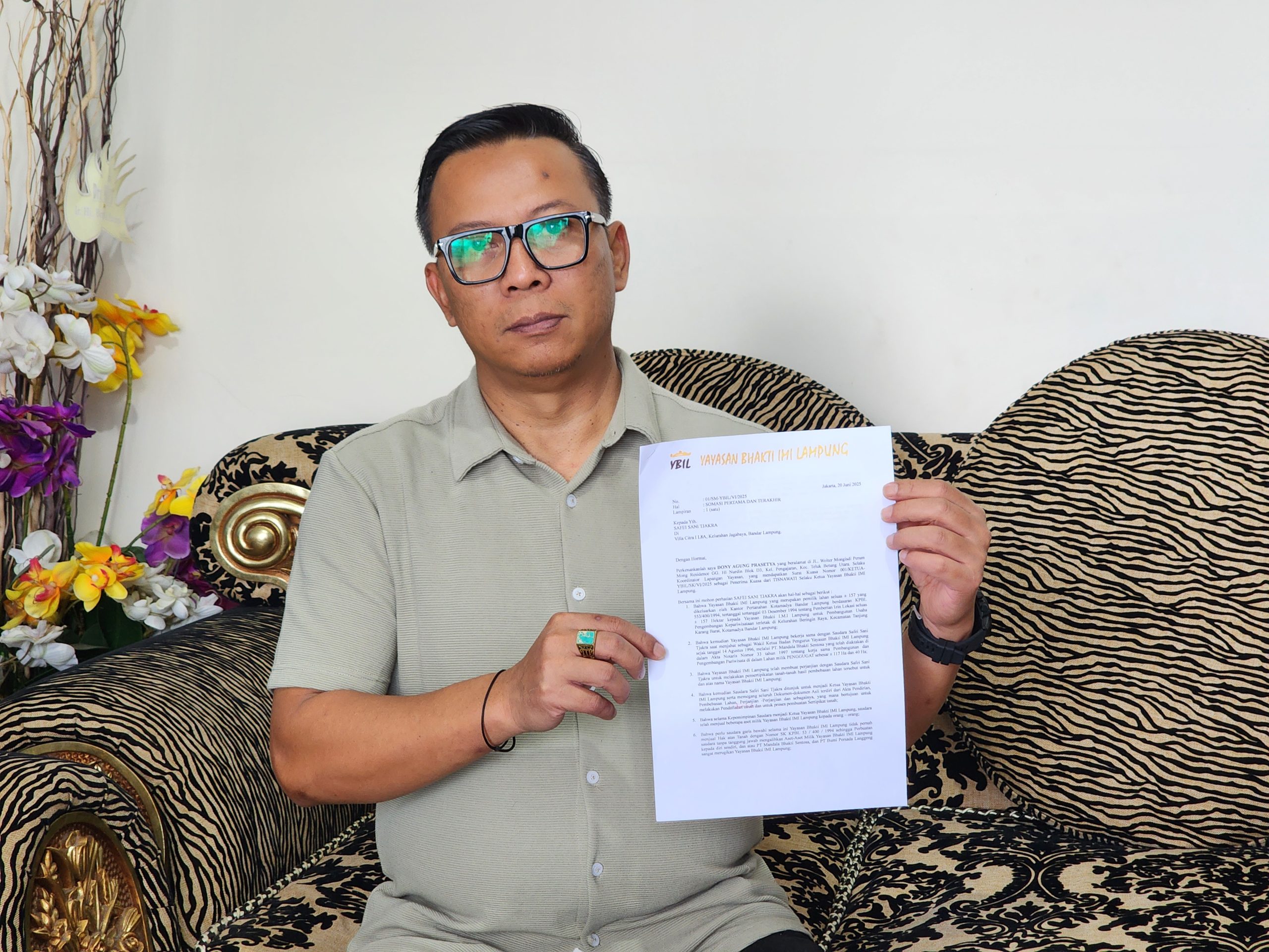 Yayasan Bhakti IMI Lampung Layangkan Somasi kepada Safei Sani Tjakra