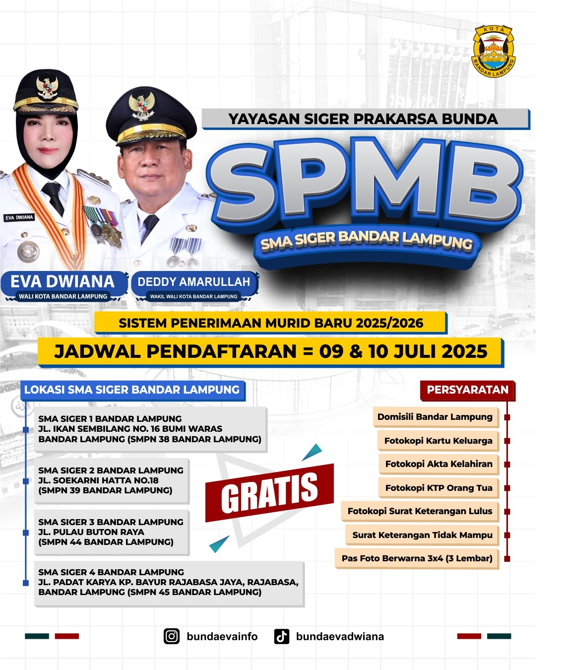 Catat ini jadwal Pendaftaran SMA Siger Bandar Lampung