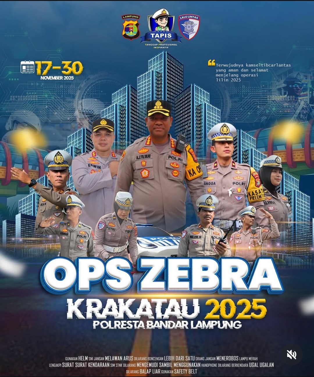Siap-siap! Operasi Zebra Krakatau 2025 Dimulai Hari Ini di Lampung, Incar 7 Pelanggaran Utama