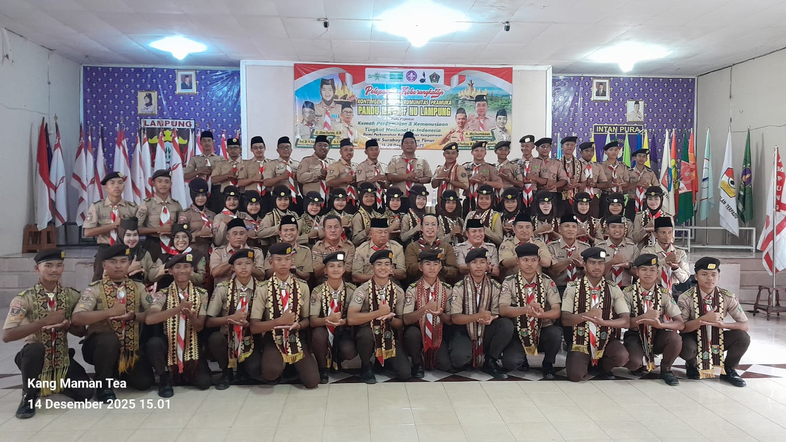 Kwarda Lampung Berangkatkan 58 Pramuka Ikuti Kemah Perdamaian Sako Ma’arif NU di Surabaya