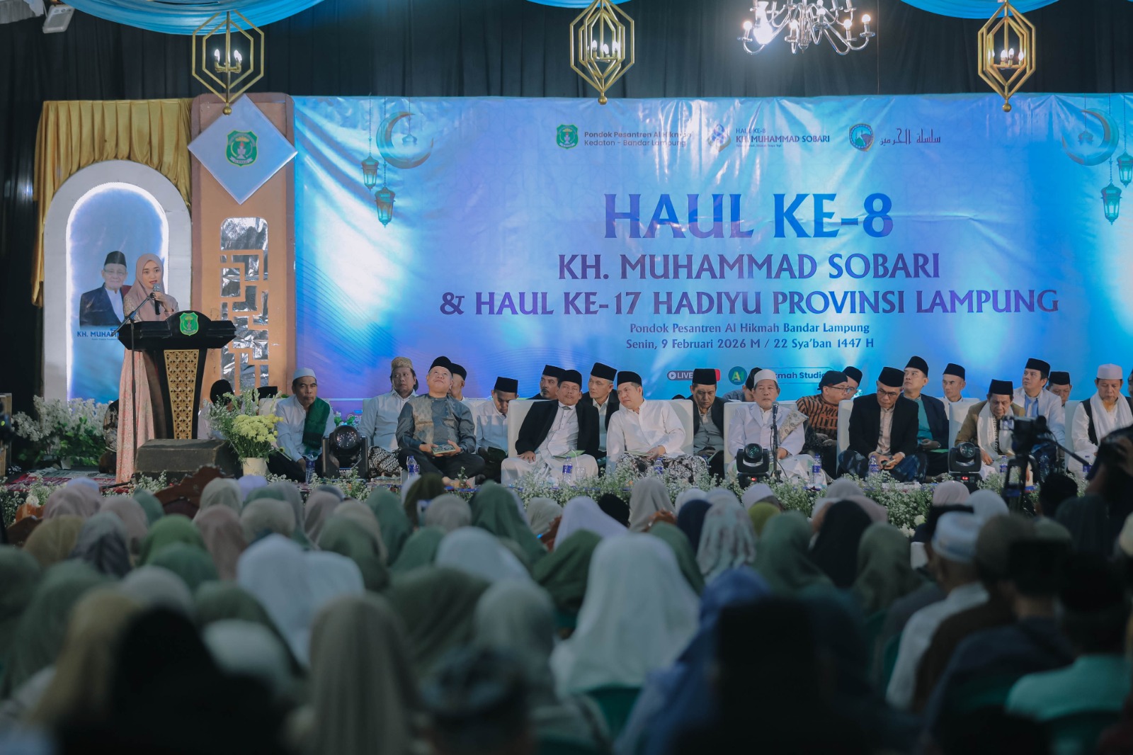 Wagub Jihan Hadiri Haul ke-8 Al-Maghfurlah KH Muhammad Sobari dan Haul ke-25 Hadiyu Provinsi Lampung di Pondok Pesantren Al-Hikmah, Bandar Lampung